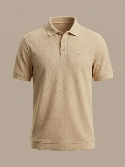 Trevior Premium Honeycomb Combed Cotton Beige Polo Shirt Regular Fit