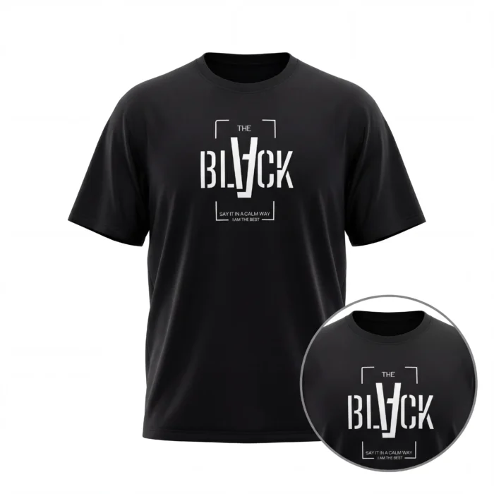 Black Plain drop Shoulder MERCERIZED PRINTED DROP SHOULDER T-SHIRT ( SPECIAL EDITION)