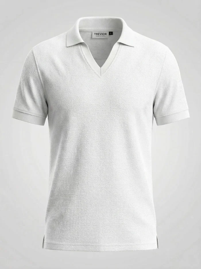 Bright White V-NECK POLO SHIRT (DESIGN EDITION
