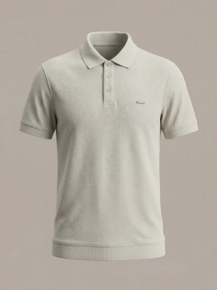 Trevior Premium Honeycomb Combed Cotton Light Grey Polo Shirt Regular Fit