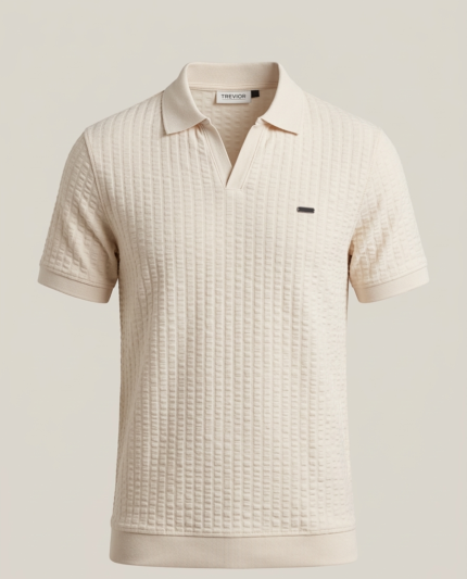 Trevior Heritage Combed Cotton Old Money Polo Shirt for Men – Pastel Parchment ular Fit